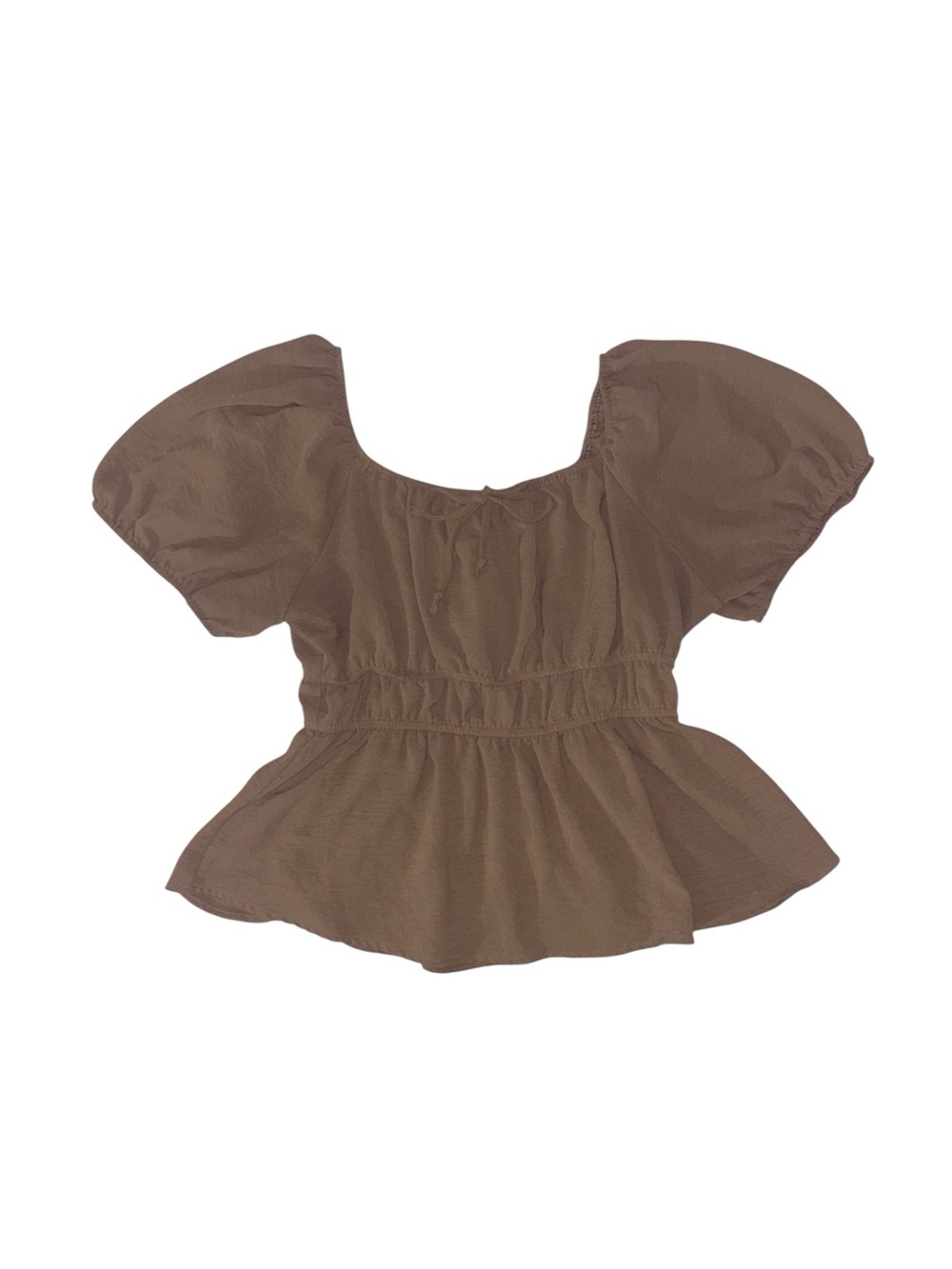 🤎Brown Peasant Puff Sleeve Top Size 1X🤎